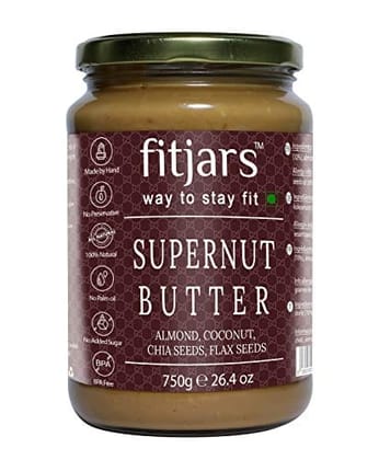 FITJARS Stone Ground Keto Vegan All Natural Gourmet Supernut Butter (Coconut/Almond/Chia/Flax , 750 g