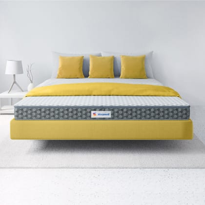 Sleepwell Stargold - Profiled Resitec Foam | 4-inch Queen Bed Size | Medium Firm | Anti Sag Tech Mattress (Grey, 72x66x4)