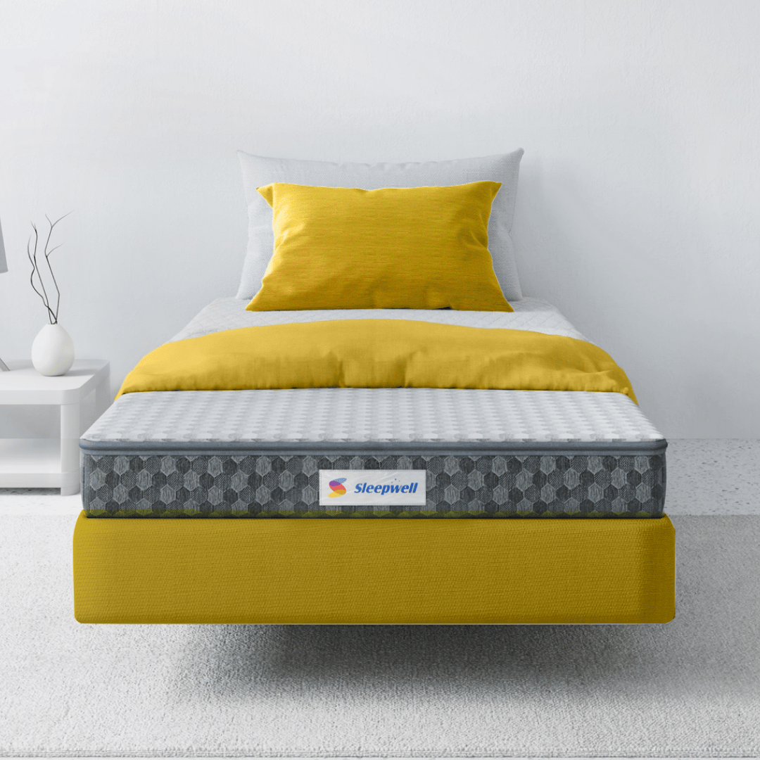 Sleepwell Stargold - Profiled Resitec Foam | 5-inch Single Bed Size | Medium Firm |   Anti Sag Tech Mattress (Grey, 84x30x5)