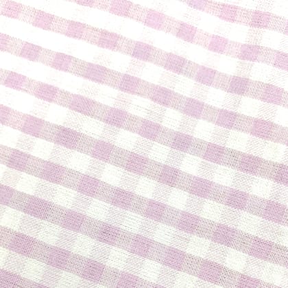 CPY011-Cotton-Rose Petal Check: White with Pink Checked Cotton Fabric 3 Meters