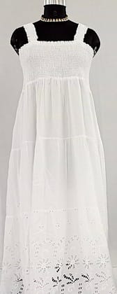 NV92459/F001-004-White Sleeveless Pure Cotton Dress