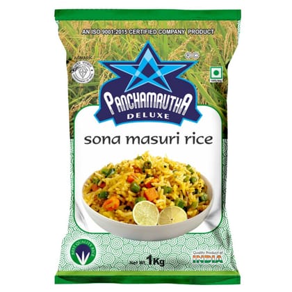 STEAM SONA MASURI RICE (1KG) , PANCHAMRUTHA DELUXE +F(FORTIFIED WITH 9 ADDED VITAMINS & MINERALS)