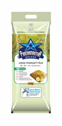 STEAM SONA MASURI RICE (5KG) , PANCHAMRUTHA DELUXE +F(FORTIFIED WITH 9 VITAMINS & MINERALS)
