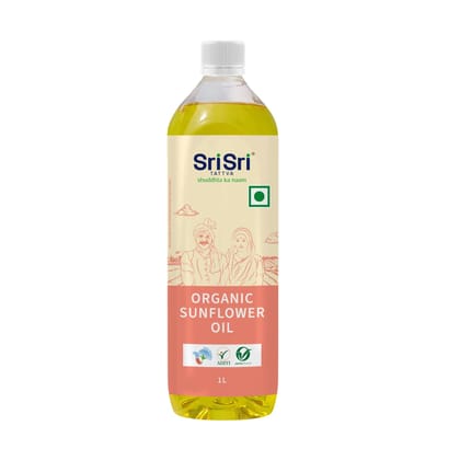 Sri Sri Tattva Organic Sunflower Oil Bottle (Cold Pressed), 1L