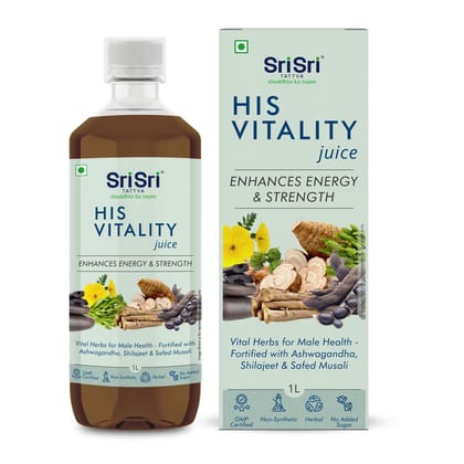 Sri Sri Tattva His Vitality Juice - Enhances Energy & Strength | Vital Herbs For Male Health - Fortified With Ashwagandha, Shilajeet & Safed Musali | 1L