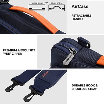 AirCase Office Sling Messenger Bag fits upto 14.1" Laptop/Macbook, Detachable Shoulder Strap, Waterproof, Shockproof, Carry Handle with Spacious Pockets, For Men & Women, Blue