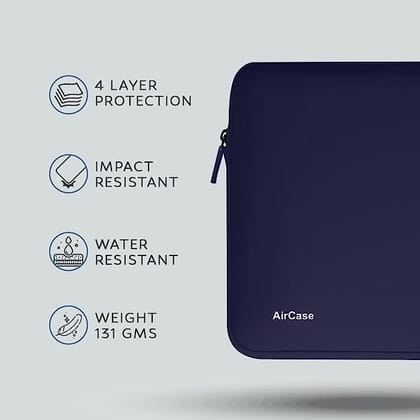 AirCase Protective Laptop Bag Sleeve fits Upto 13.3" Laptop/ MacBook, Wrinkle Free, Padded, Waterproof Light Neoprene case Cover Pouch, for Men & Women, Navy Blue