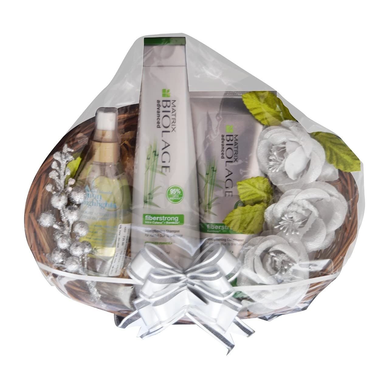 Diwali KarvaChauth All Season Gift Set For Her - 3pc Shampoo 400ml, Conditioner 196g, OGX Lemon Highlights Activating Citrus Oil Mist 118ml, Decorated Gift Basket
