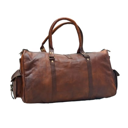 Bhakri Devi Handicraft Handmade Duffel Vintage Luggage Travel Bag (Brown)