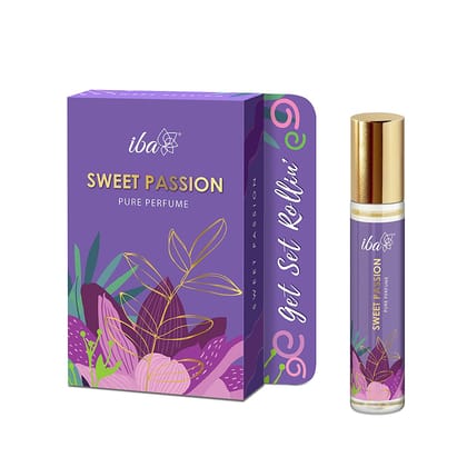Iba Pure Perfume - Sweet Passion 10 ml, Premium Long Lasting Fruity and Floral Fragrance for Women l Skin Friendly Fresh Perfume for Everyday Fragrance | Alcohol Free l Vegan & Cruelty Free