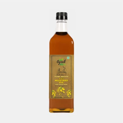 Stone Cold Pressed Black Mustard Oil | Wood & Stone Pressed Organic Sarso Oil | Sieve Filtered | Kachhi Ghani Mustard Oil | 1L | Plastic Bottle | Gyros Farm