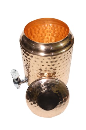 Dazzling star Exports Pvt Ltd  Copper Matka With Copper Glass Bottle   Golden-Color