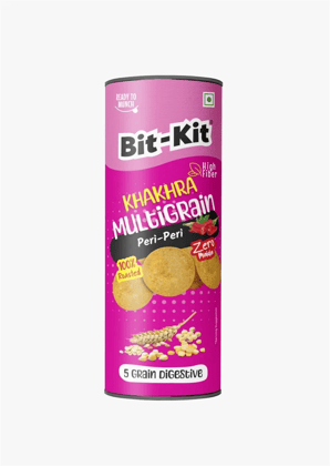 Bit Kit Multigrain Peri Peri,100% Roasted Thins Low-Calorie Tea Time Snacks | High-Fibre Crunchy Diet Khakhra | Cholesterol-free Diet Khakhra