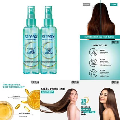 Streax Professional Vitariche Gloss Hair Serum (115 ml each ) Pack of 2