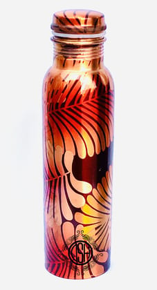 Copper Bottles for Printed Art Work, Travelling Purpose Bottles, Yoga Ayurveda Healing, 800 ML (Design P05)