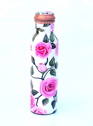 Copper Bottles for Printed with Art Work, Travelling Purpose Bottles, Yoga Ayurveda Healing, 950 ML (Design SM 2)