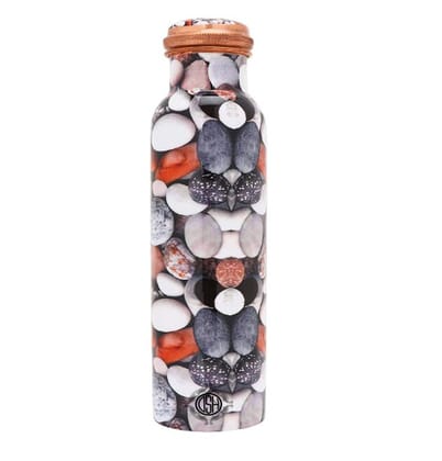 Copper Bottles for Printed with Art Work, Travelling Purpose Bottles, Yoga Ayurveda Healing, 950 ML (Design SM 5)