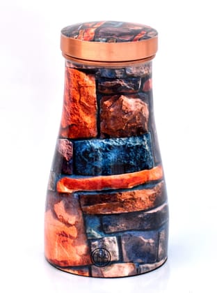 Bedroom Copper Bottle Jar with Inbuilt Glass, Joint Free Bedside Jar, Modern Design, (950 ML)