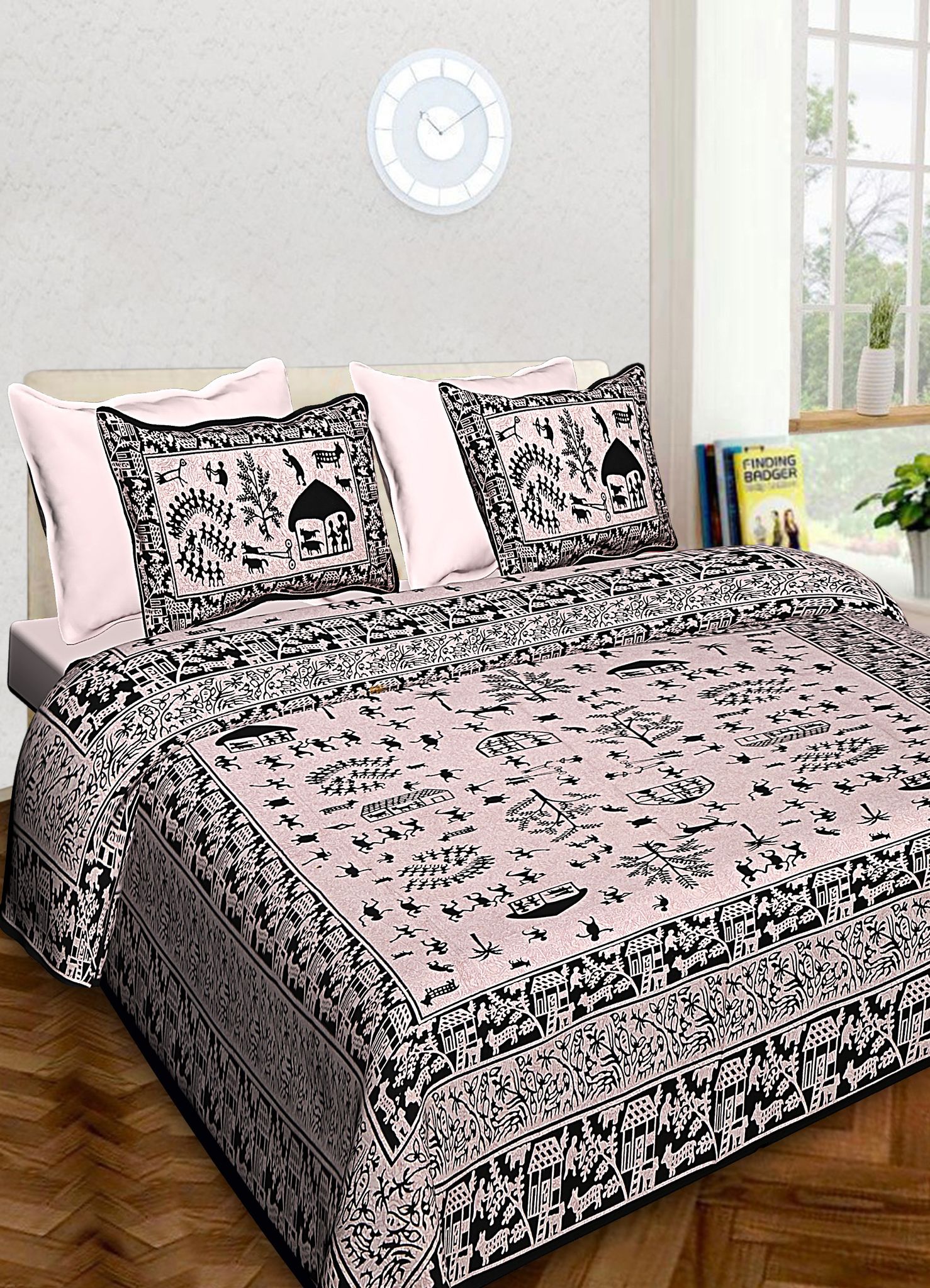 Economical Cotton Bedsheet King Size (93×108 inches) – (Adi Batik-Bl)