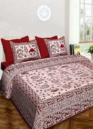 Economical Cotton Bedsheet King Size (93×108 inches) – (Adi Batik-M)
