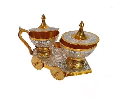 Silver and Gold Plated Table Decor Trolley Set Mouth Freshener Best for Gifting, Return Gift, Diwali, New Year