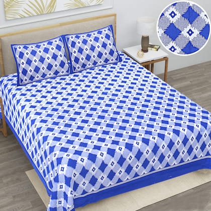 Queen Size (90x100 inches) Cotton Double Bedsheet with 2 Pillow Covers – (Diamond-01)