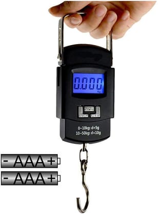 Heavy Duty Portable Hook Type Digital Led Screen Luggage Weighing Scale 50 Kg / 110 Lb (Black)
