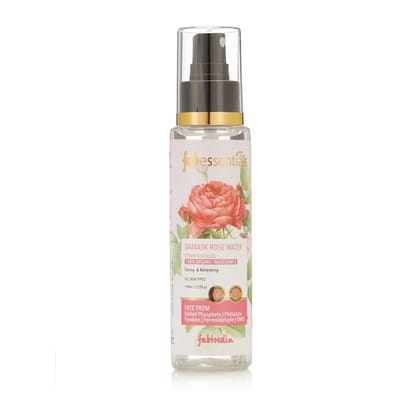 Fabessentials Damask Rose Water | made with 100% Organic Ingredients | Natural Astringent which Hydrates, Tones & Calms Skin | Makes Skin & Smooth - 110 ml