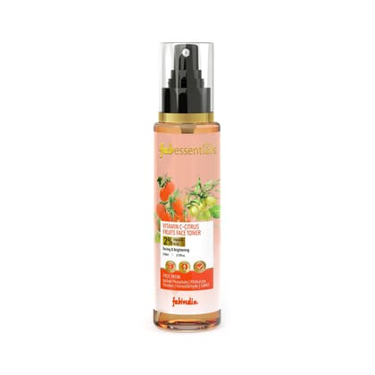 Fabessentials Vitamin C Citrus Fruits Face Toner | with Lactic Acid & Glycolic Acid | for Toning & Brightening | Locks Open Pores to Prime & Prep Skin to Receive & Retain Moisture - 110 ml