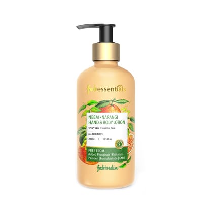 Fabessentials Neem Narangi Hand & Body Lotion | infused with Shea Butter & Cocoa Seed Butter | Moisturises & Softens Rough Skin, Hand & Nail Cuticles - 300 ml