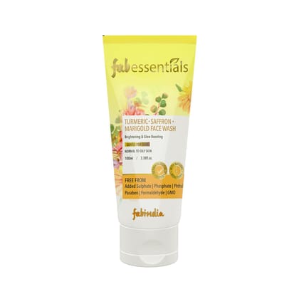 Fabessentials Turmeric Saffron Marigold Face Wash | for Supple Toned and Youthful skin | Skin Brightening & Glow Boosting - 100 gm