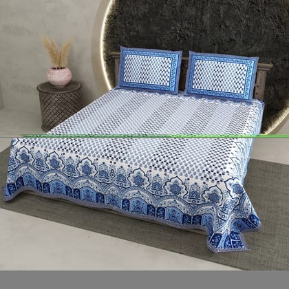 Bedsheet Adda DB-Sandard Queen  Size  (90*100 Inches )-X- Pure Cotton jaipuri Double Bedsheet With Two Pillow Cover TC-144- Colour-x Q-0175