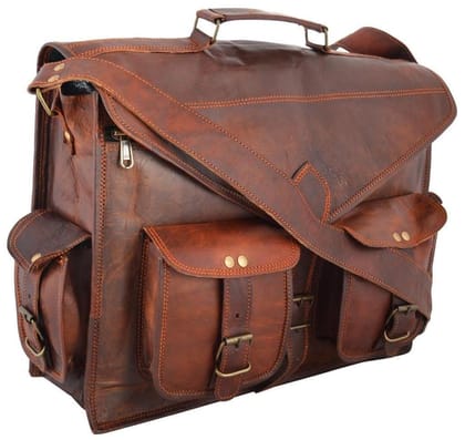 Messenger Soft Leather Briefcase Satchel Leather Laptop Messenger Bag for Men and Women