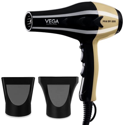 VEGA Professional Pro Dry 1800-2000W Hair Dryer for Men & Women with Cool Shot Button and 3 Heat & 2 Speed Settings, Gold, (VPVHD-04)