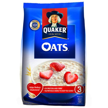 Quaker Oats 1kg, Rolled Oats Natural Wholegrain, Nutritious Breakfast Cereals, Dalia Porridge, Easy to Cook