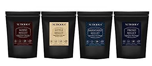 NUTICIOUS - Mixed Millets Combo Pack of 4 (Kodo Millet 500 G, Proso Millet 500 G, Little Millet 500 G, Foxtail Millet 500 G -500 X 4 (Pack of 4)