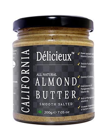 D�licieux Vegan Diet All Natural Stone Ground California Almond Butter/Badam Un Sweetened & Un salted-200 GM