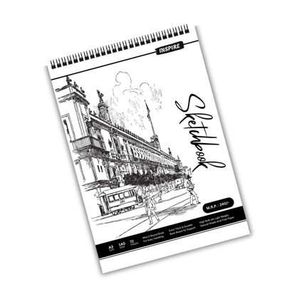 INSPIRE A3 Sketch Book - 72 Pages - 140 GSM Paper - 29.7 cm x 42 cm - Pack Of 1