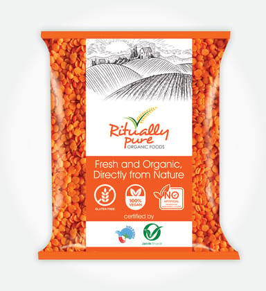 Ritually Pure 100% Organic | Dry & Unpolished Pulses | Masoor Lal Dal | 1 Kg Pack