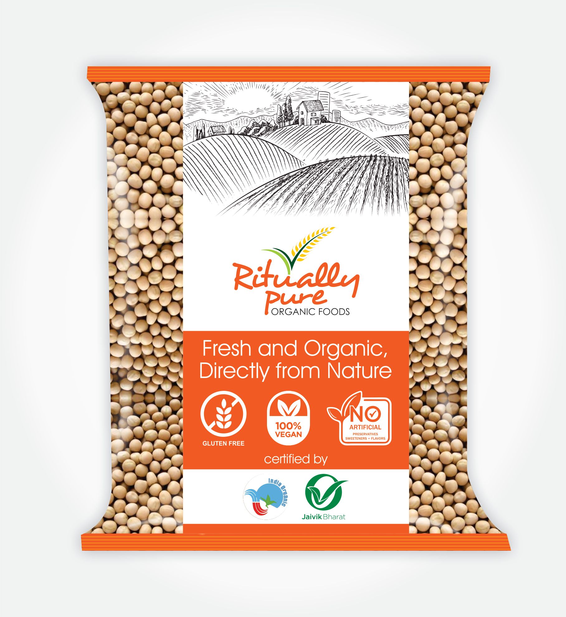 Ritually Pure 100% Organic | Dry & Unpolished Pulses | Matar White | White Peas | Safed Matar | 500 Gm Pack