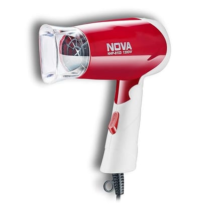1300 Watts Hot and Cold Foldable Hair Dryer (White/Red)