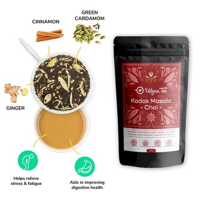 Udyan Tea Kadak Masala Chai |Spice Chai latte with Traditional Indian Recipe | Natural Ingredients Masala Chai | Rich and Flavourful Chai - Premium Blend of Fresh Tea Leaves