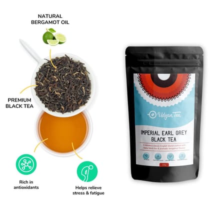 Udyan Tea Imperial Earl Grey Black Tea | Energises & Reduces Fatigue and Stress