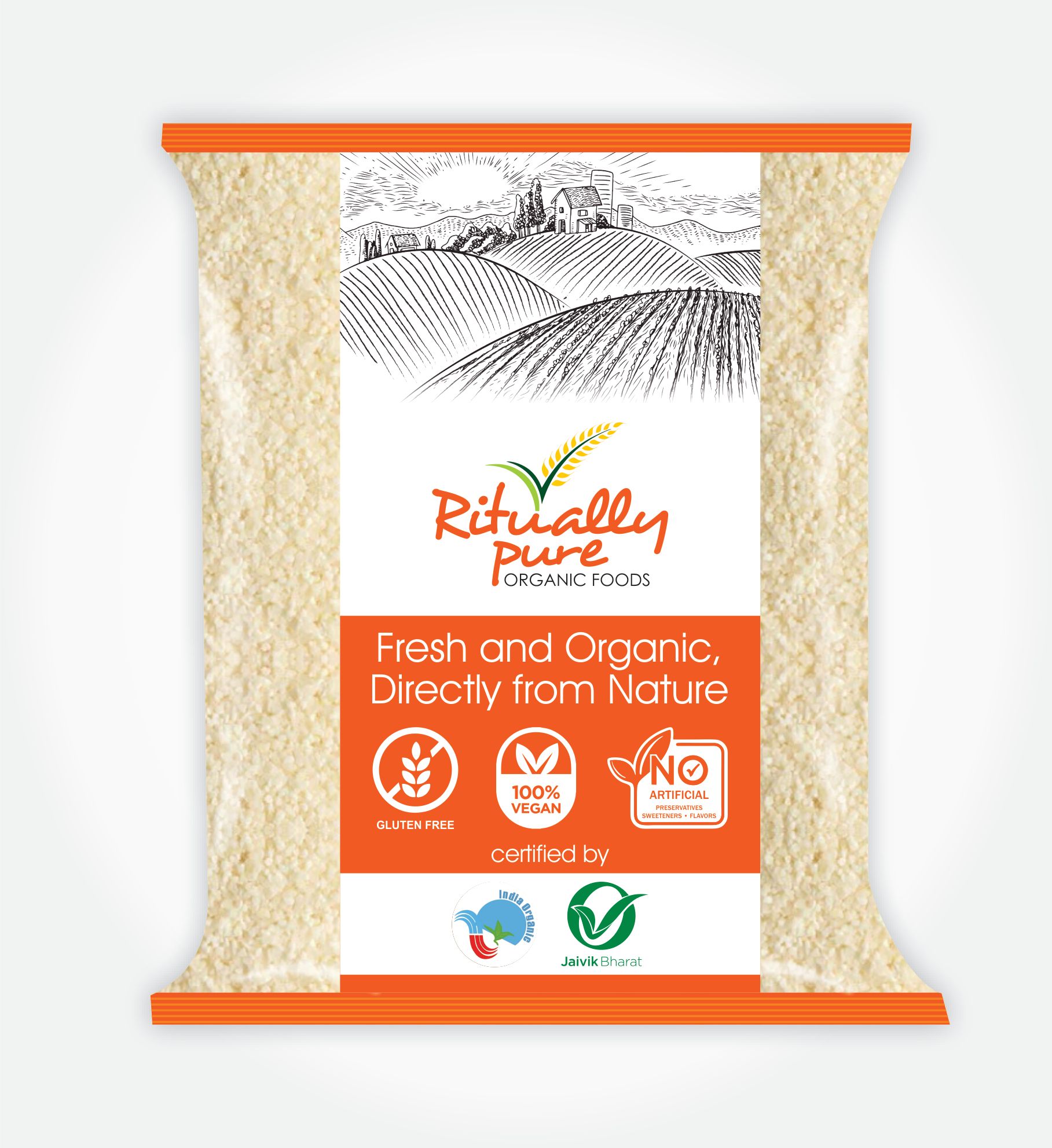 Ritually Pure 100% Organic | Natural & Organic | Sooji (Samolina) | 500 Gm Pack