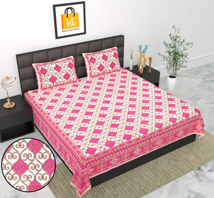 Bedsheet Adda - Super King Size (100*108 Inches )  Pure Cotton Export Quality Home production Double Bedsheet With Two Pillow Cover ( Set 3 Pic One Bedsheet And Two Pillow Cover )-101