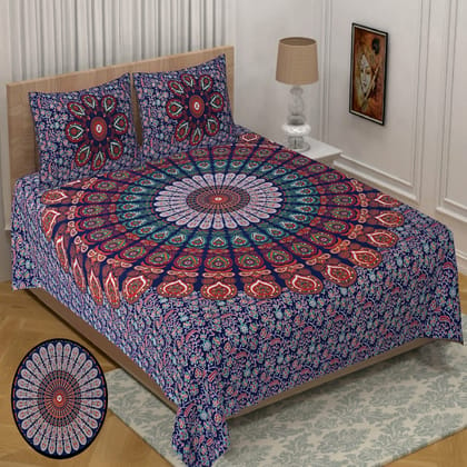 Barmeri Print King Size (93x108 inches) Cotton Double Bedsheet with 2 Pillow Covers-(DB-RG-302)