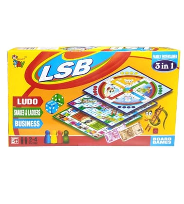 Mannat 3 in 1 Family Board Game|Ludo,Snake and Ladder and Indian Business Trade Games Set for Kids and Family|2-4 Players-Age 5 Years and Above