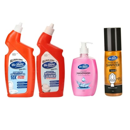 We Shine Combo Set Toilet Cleaner, Bathroom Cleaner & Toilet Seat Sanitizer With 1 Hanswash| Kills 99.99% Germs and bacteria with refreshing Fragnance