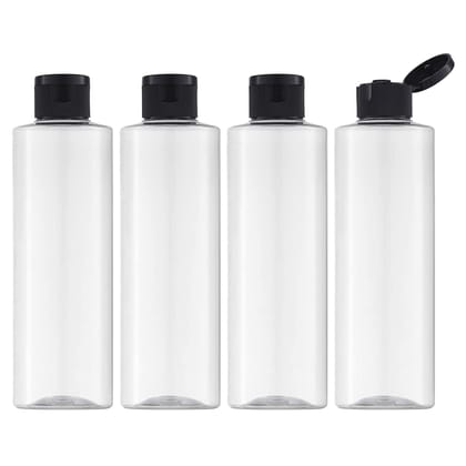 HARRODS Empty Clear Plastic Bottles Refillable Travel Size Cosmetic Travelling Containers Small Leak Proof Squeeze Bottles with Black Flip Cap for Toiletries, Shampoo - 100ml (4)