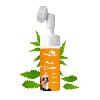 Trespaws Dog Paw Cleaner for Dogs and Cats,Magic Foam - Clean Paws No-Rinse Foaming Cleanser-Dry Shampoo, Silicone Brush for Dogs Cats Feet Cleaning - 120ml